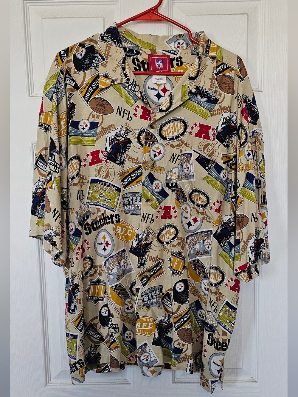90s Pittsburgh Steelers Beige All-Over Print Men’s Shirt